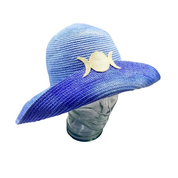 Custom Hand Tie-Dye Blue Moon Sun Hat OS main image 10